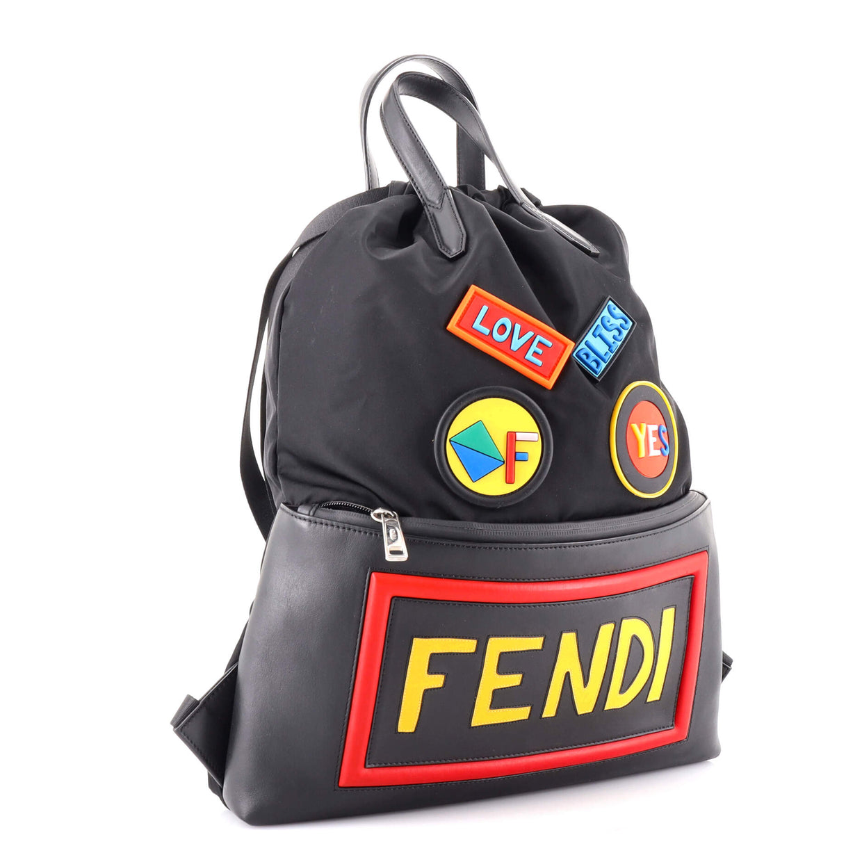 Fendi Monster Vocabulary Drawstring Backpack Printed Nylon with Patches ...