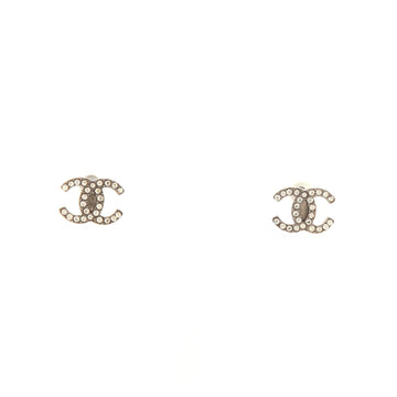 Chanel CC Stud Earrings Metal with Crystals