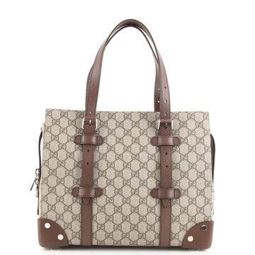 Gucci Buckle Travel Tote GG Coated Canvas with Leather Medium