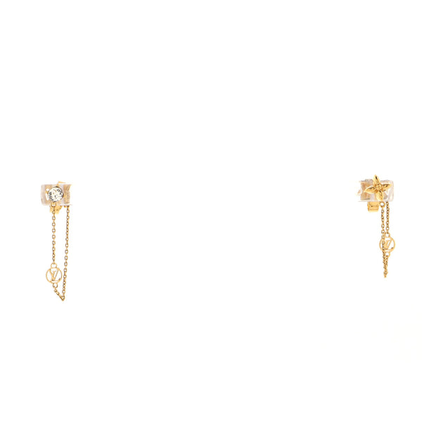 LOUIS VUITTON Metal Crystal Petit Louis Earrings Gold 965049