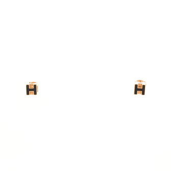 Hermes Cage d'H Stud Earrings Plated Metal with Enamel