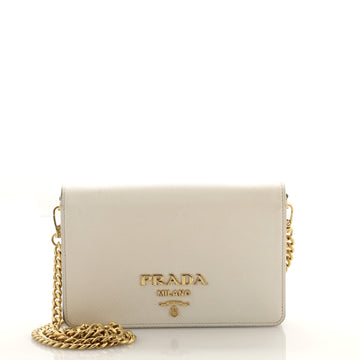 Prada Chain Wallet Crossbody Saffiano Leather