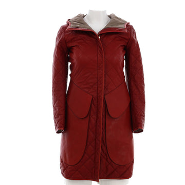Hermes Women's Hooded Saddle Pocket Coat Quilted Calfskin