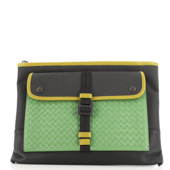 Bottega Veneta Meridian Pouch Canvas and Intrecciato Nappa