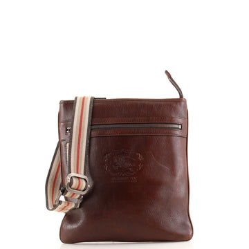 Burberry Front Zip Messenger Bag Leather Medium