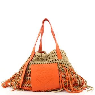 Loewe Open Tote Woven Leather and Suede Large