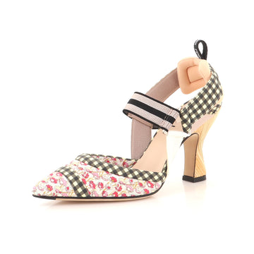 Fendi Women's Colibri Slingback Pumps Printed Cotton