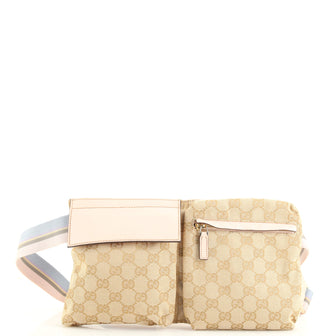 Gucci Vintage Double Belt Bag GG Canvas Small