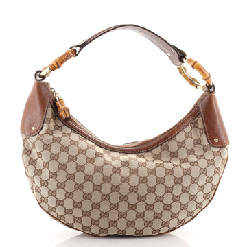 Gucci Bamboo Ring Half Moon Hobo GG Canvas Medium
