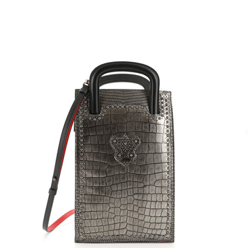 Christian Louboutin Trictrac Portfolio Bag Studded Embossed Leather