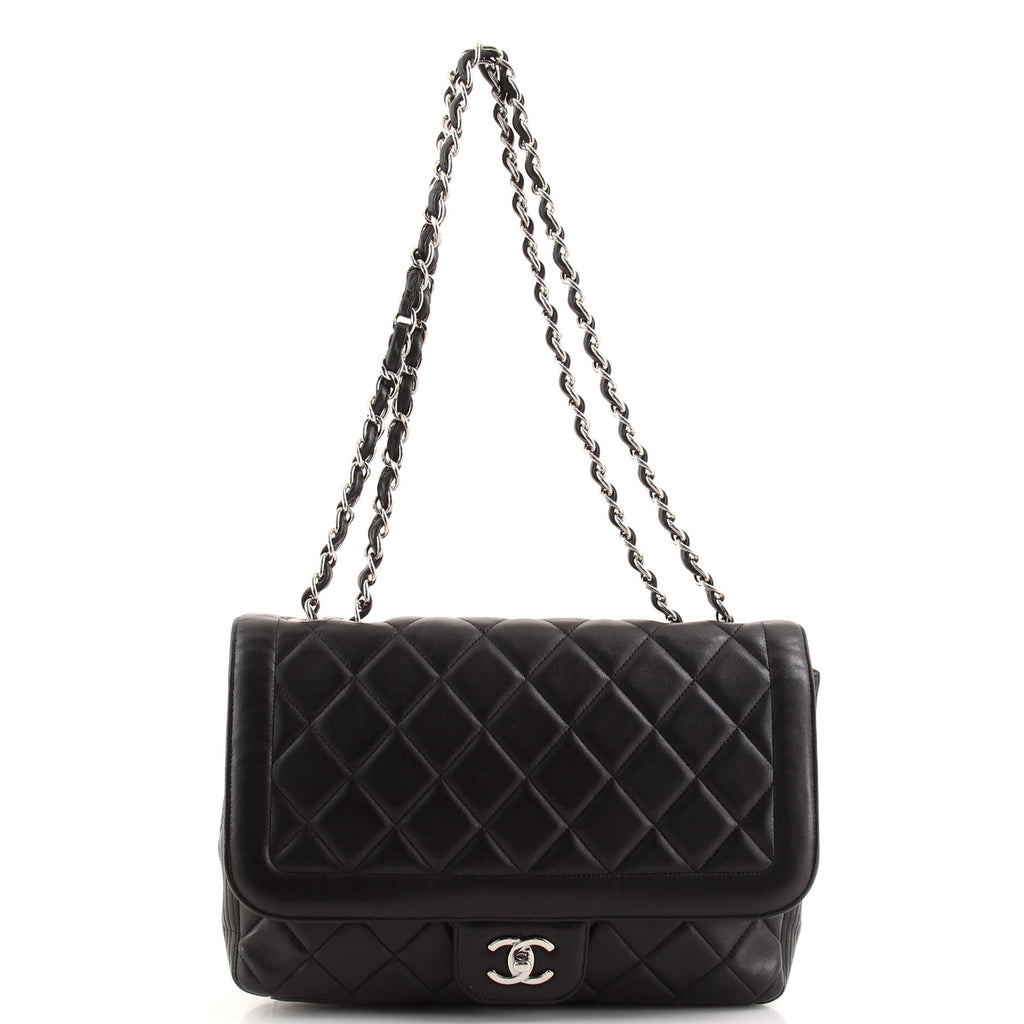 Chanel Coco Rider Flap Bag Quilted Lambskin Large Black 176183489