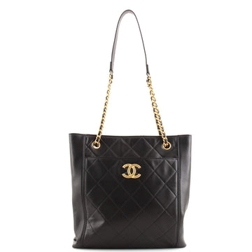 Chanel CC Front Pocket Shopping Tote Quilted Calfskin Small
