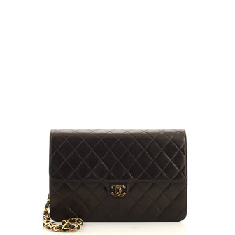 Chanel Vintage Clutch with Chain Quilted Leather Medium