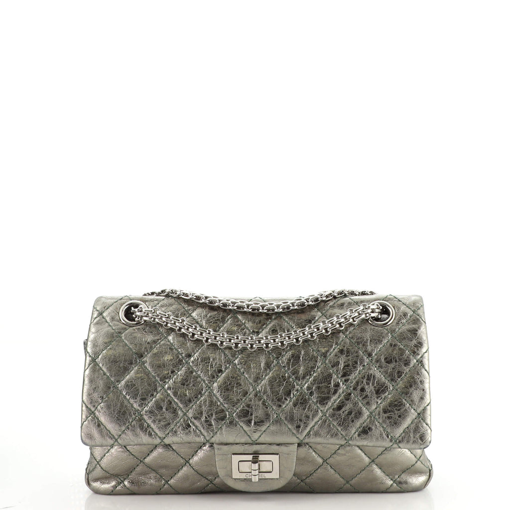 Chanel Reissue 2.55 Flap Bag Quilted Metallic Aged Calfskin 225 Green  176183500