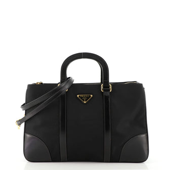 Prada Convertible Zip Tote Tessuto with Leather Medium