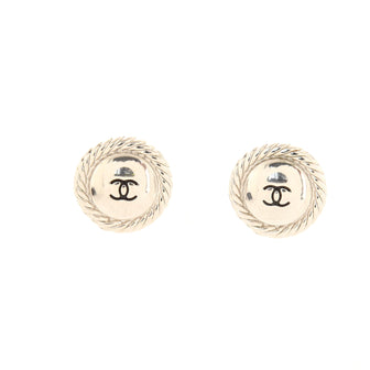 Chanel Vintage CC Round Chain Clip-On Earrings Metal