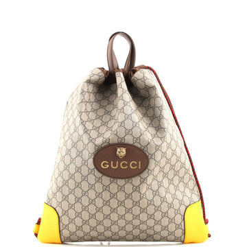 Gucci Neo Vintage Drawstring Backpack GG Coated Canvas Large