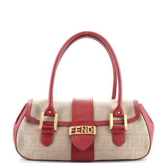Fendi Shadow Flap Shoulder Bag Zucca Canvas and Leather Large