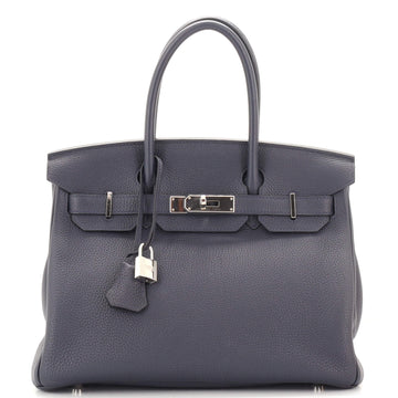 Hermes Birkin Handbag Blue Togo with Palladium Hardware 30