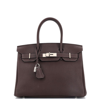 Birkin Handbag Chocolate Togo with Palladium Hardware 30