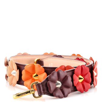 Fendi Flowerland Strap You Shoulder Strap Studded Leather