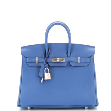 Hermes Birkin Handbag Blue Togo with Palladium Hardware 25