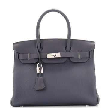 Hermes Birkin Handbag Blue Togo with Palladium Hardware 30