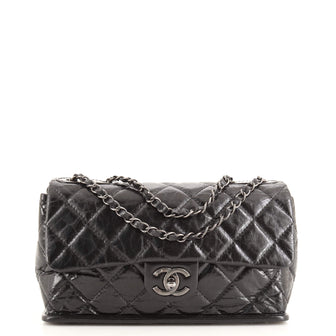 Chanel CC Wedge Flap Bag Quilted Glazed Calfskin Medium