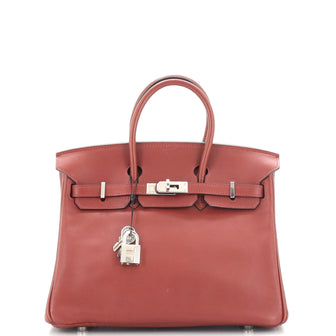 Hermes Birkin Handbag Red Swift with Palladium Hardware 25