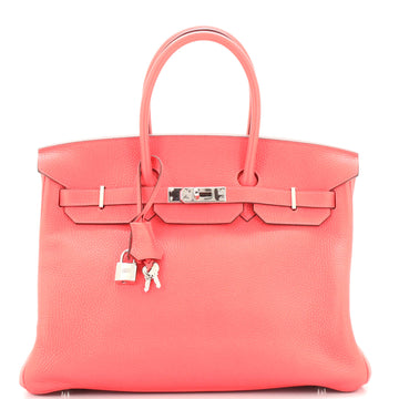 Hermes Birkin Handbag Pink Clemence with Palladium Hardware 35