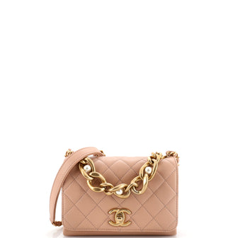 Pearl Boy Chain Flap Bag Quilted Calfskin Mini