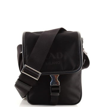 Prada Logo Flap Messenger Tessuto Mini