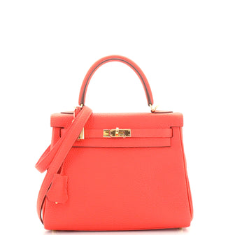Hermes Kelly Handbag Orange Togo with Gold Hardware 25
