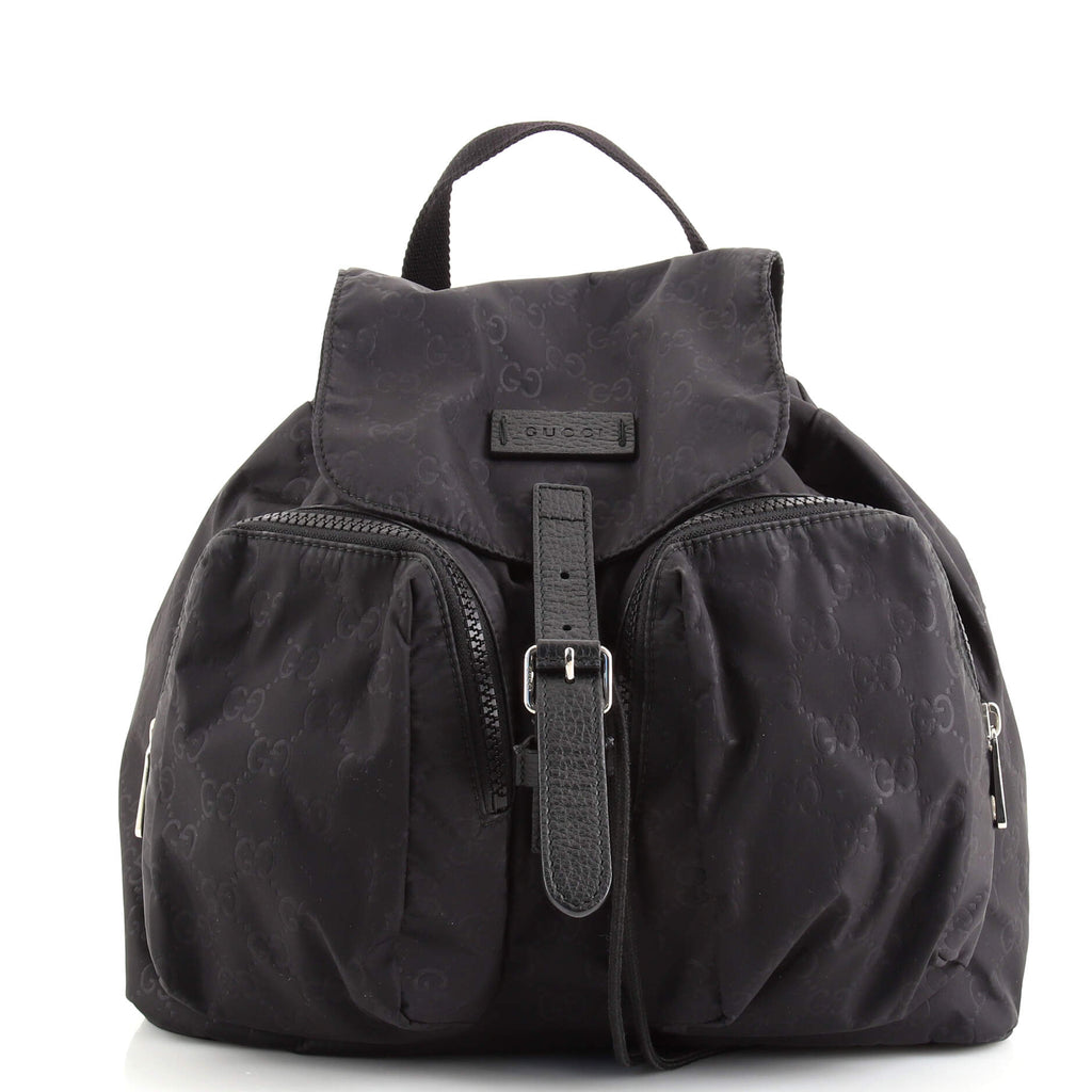 Gucci Double Pocket Backpack GG Nylon Black 17619475 display picture 2