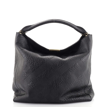 Burberry Lindburn Hobo Check Embossed Leather Small