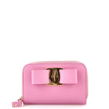 Salvatore Ferragamo Vara Bow Zip Around Card Case Leather