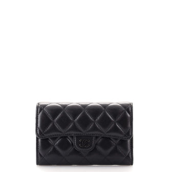 Chanel Trifold Classic Flap Wallet Quilted Lambskin