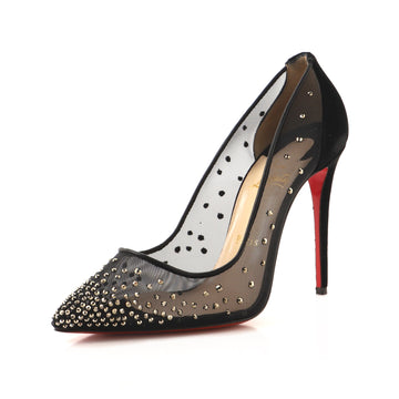 Christian Louboutin Women's Follies Strass Pumps Crystal Embellished Mesh 100