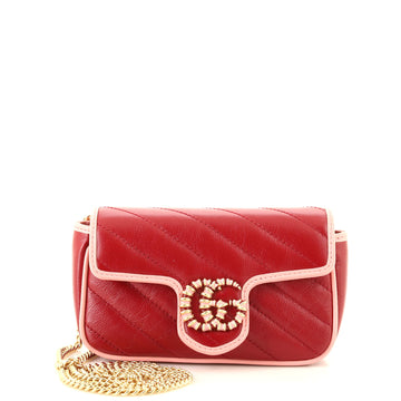 Gucci GG Marmont Flap Bag Diagonal Quilted Leather Super Mini