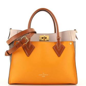 Louis Vuitton On My Side Tote Leather with Monogram Canvas MM
