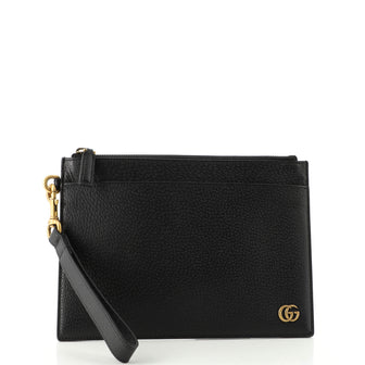 Gucci GG Marmont Zip Wristlet Pouch Leather Medium