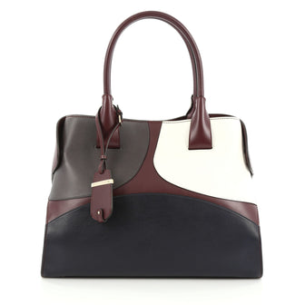 Tod's Patchwork Cape Satchel Leather Medium Red