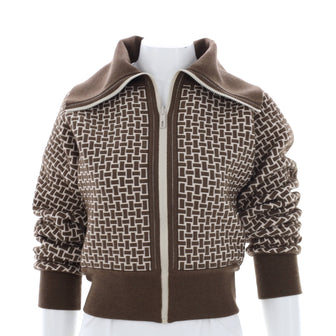 Hermes Women's Mosaique Knitted Zip Jacket Jacquard