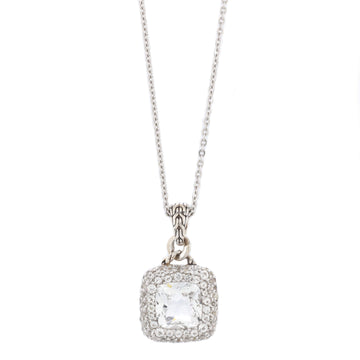 John Hardy Batu Klasik Pendant Necklace Sterling Silver with White Topaz