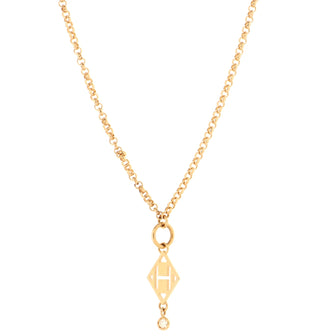 Hermes Gambade H Pendant Necklace 18K Rose Gold with Diamond