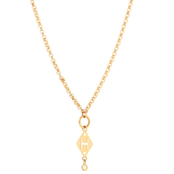 Hermes Gambade H Pendant Necklace 18K Rose Gold with Diamond