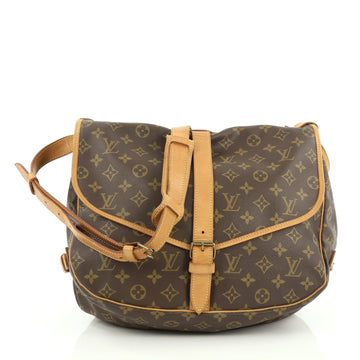 Louis Vuitton Saumur Handbag Monogram Canvas 35 Brown
