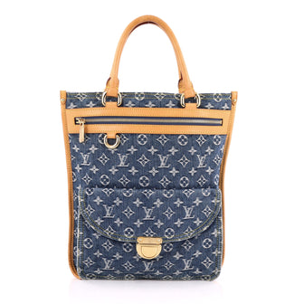 Louis Vuitton Sac Plat Handbag Denim Blue