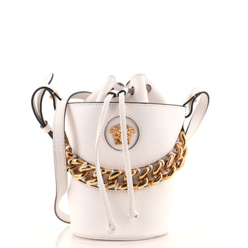 Versace La Medusa Drawstring Bucket Bag Leather Small