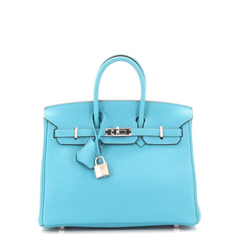 Hermes Birkin Handbag Blue Togo with Palladium Hardware 25